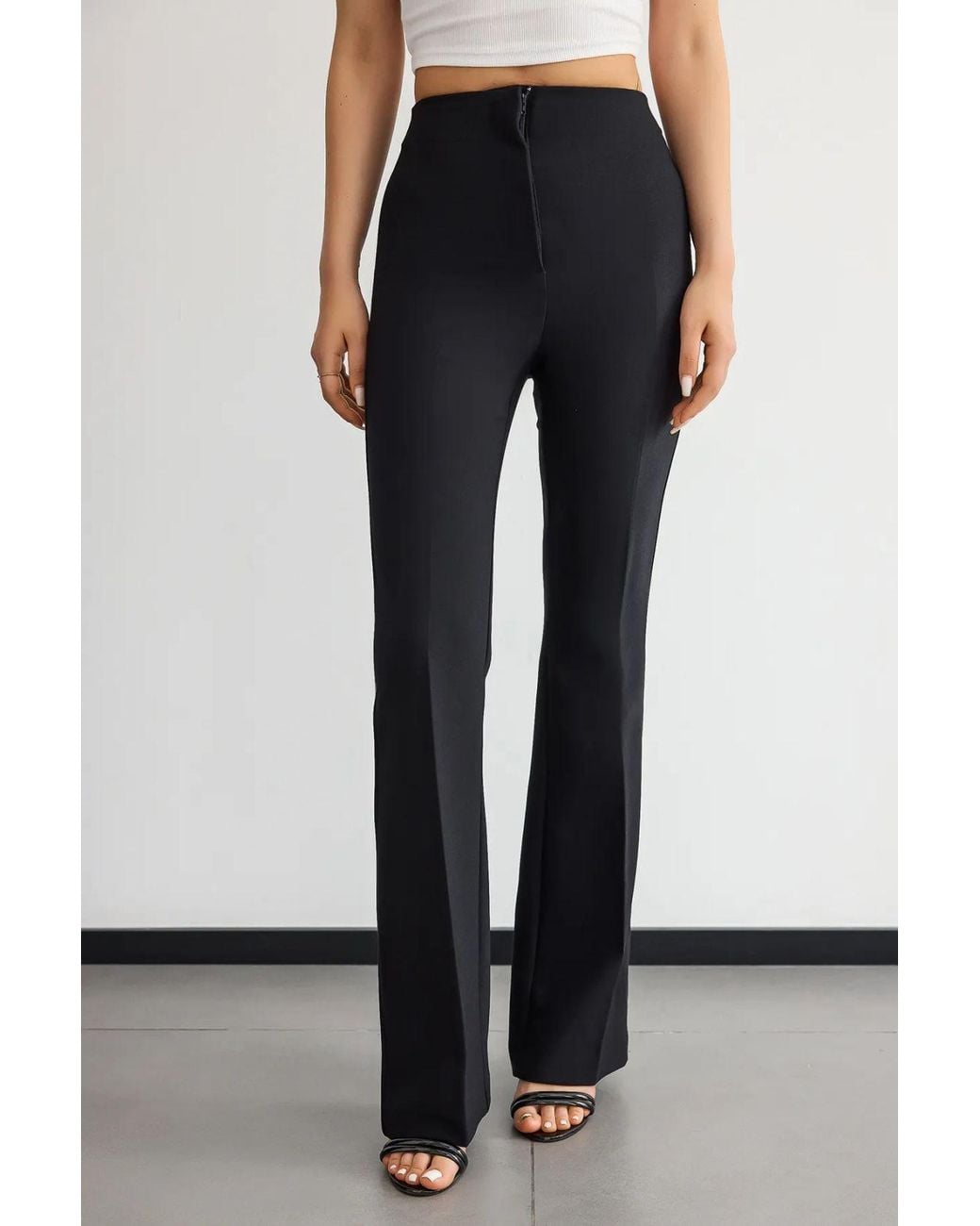 Hiccup White High-Waist Straight-Leg Trousers With Zip-Up