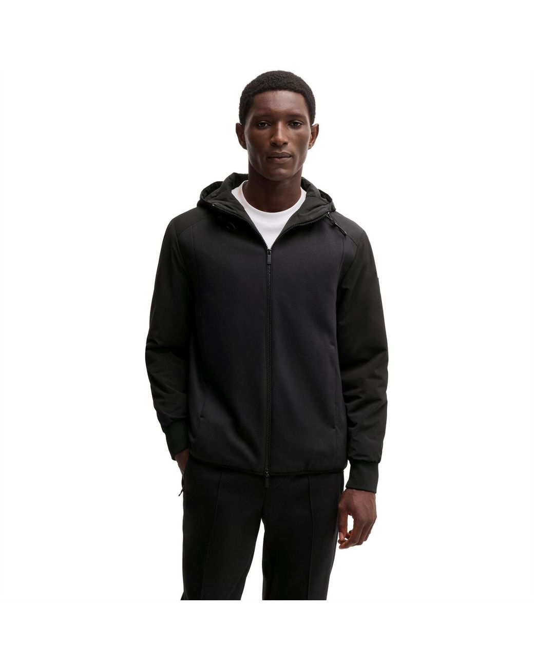 Boss Black Hooded Regular Fit Sweatshirt for men