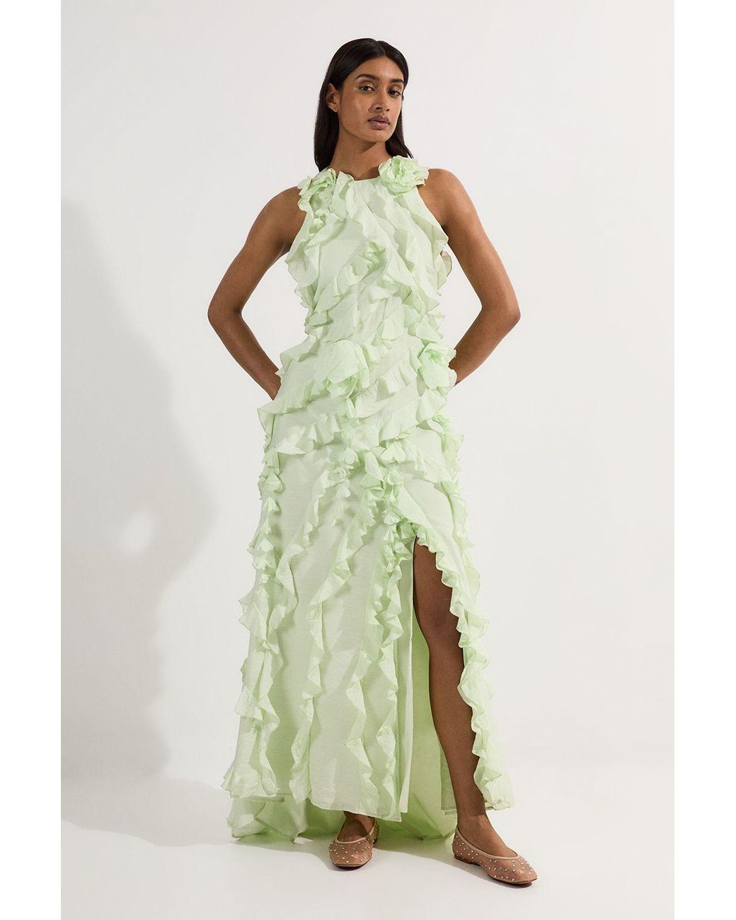 slim fit dress slacks Karen Millen Vintage Green Dress