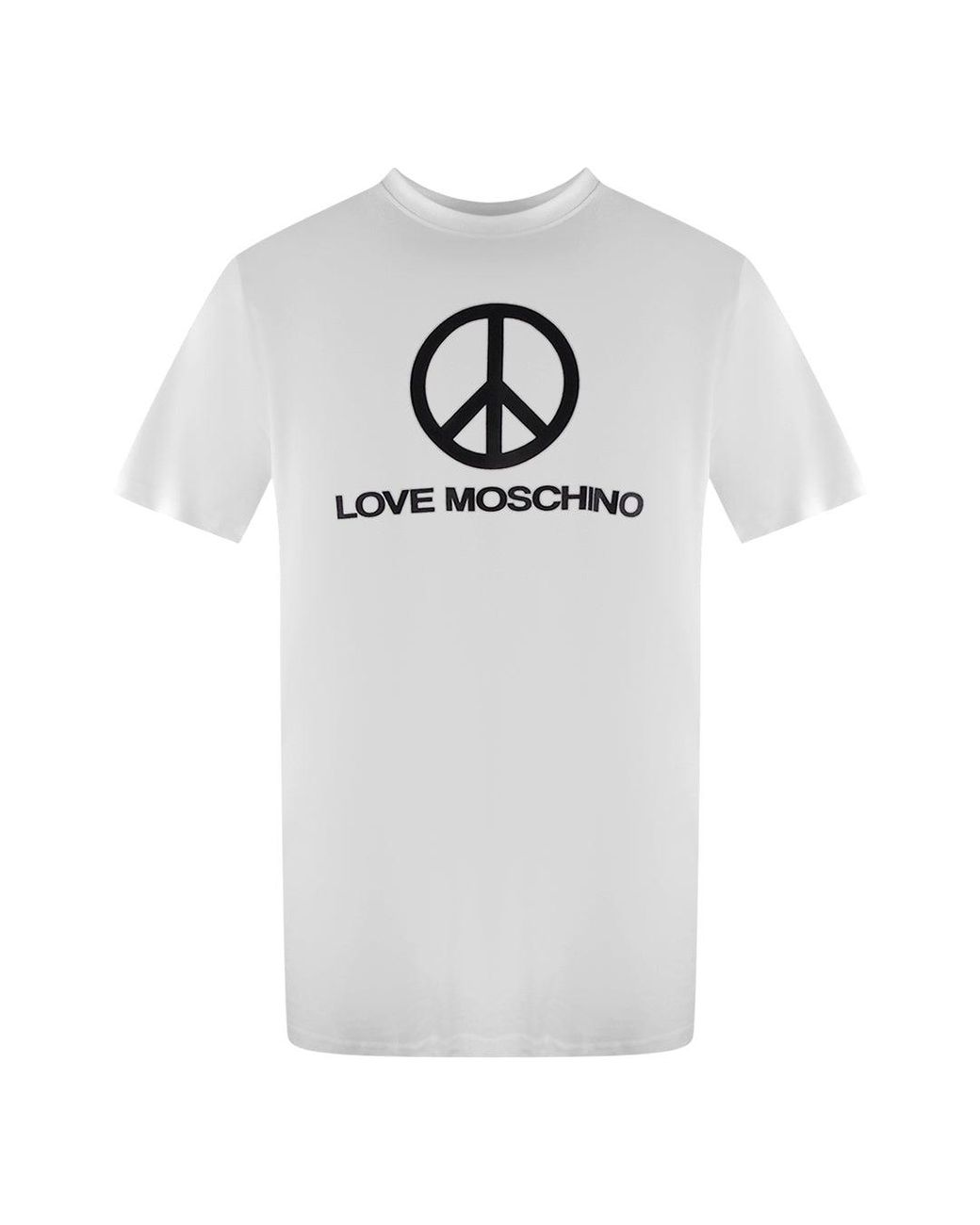 Moschino White Love Peace Logo T-Shirt Cotton for men