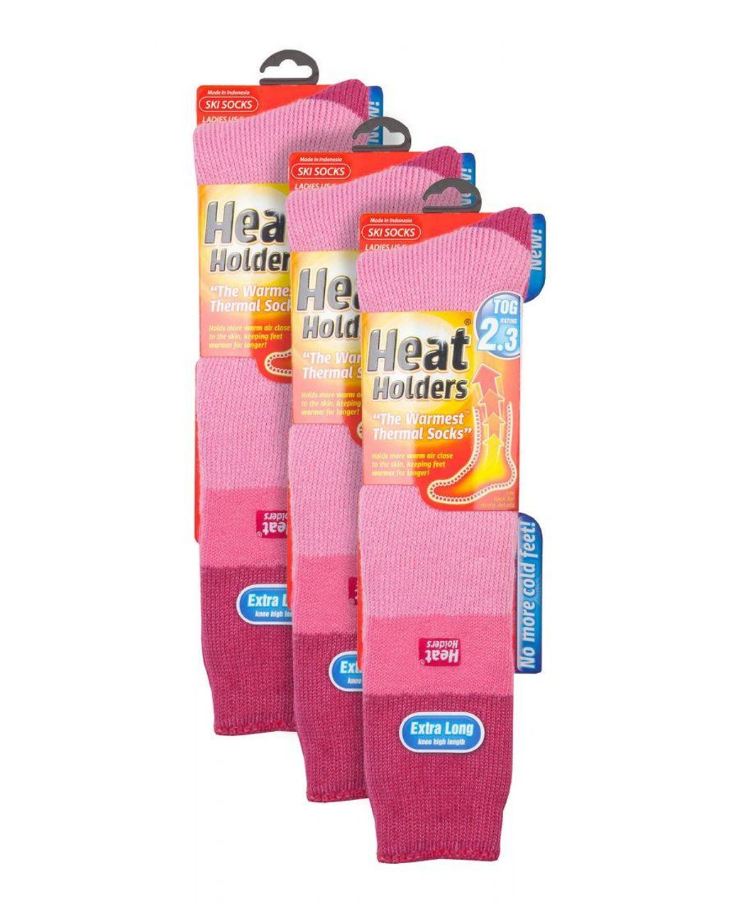 Heat Holders Pink 3 Pack Ladies Thermal Knee High Ski Socks