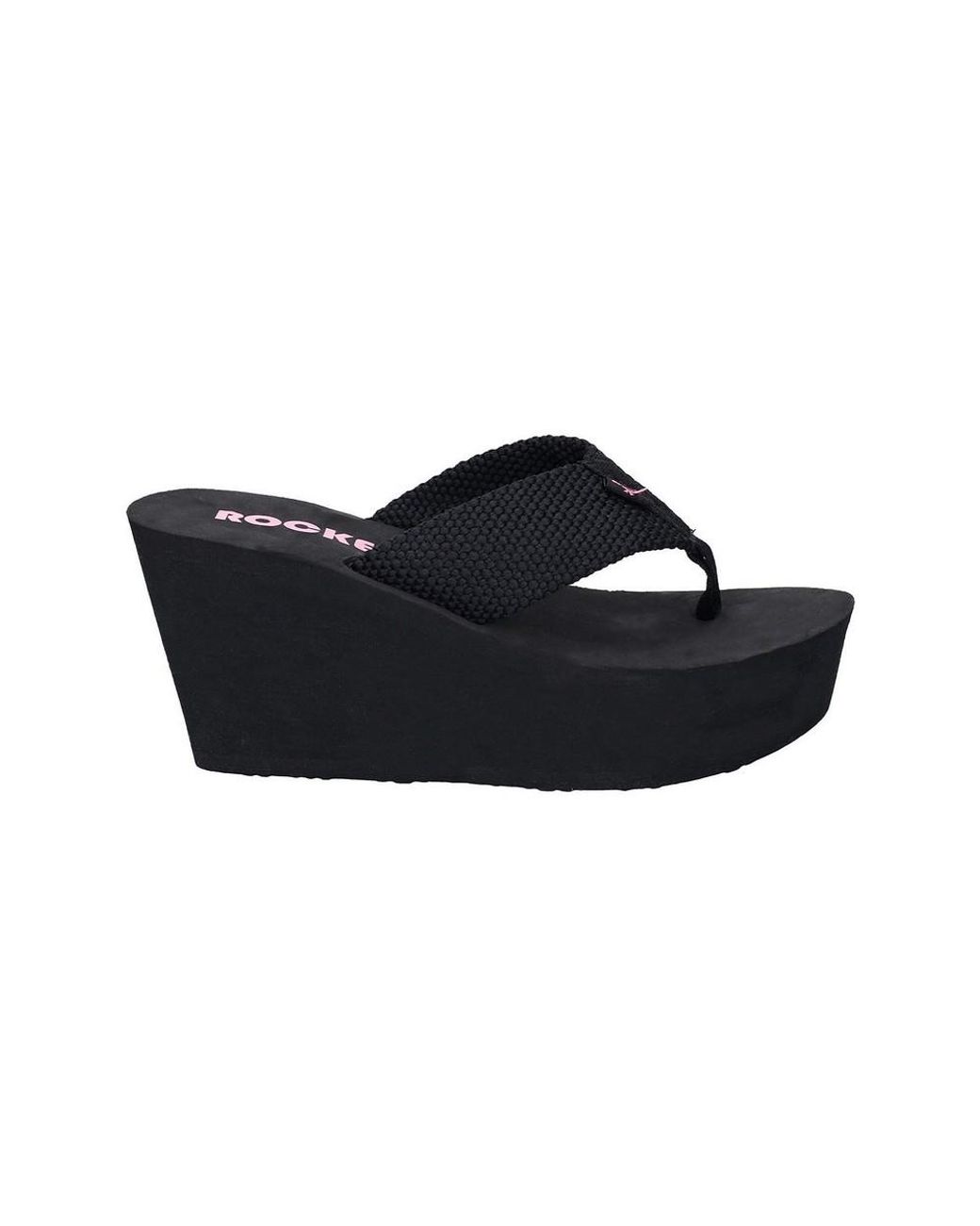 Rocket Dog Black Ladies Diver Webbing Slip On Wedge Sandals