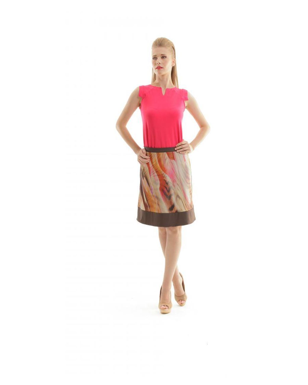 Conquista Pink A Line Animal Print Skirt
