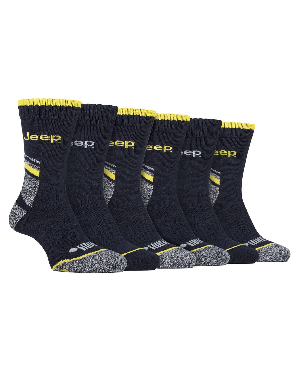 Jeep Blue 6 Pack Heavy Duty Work Socks With Reinforced Heel And Toe for men