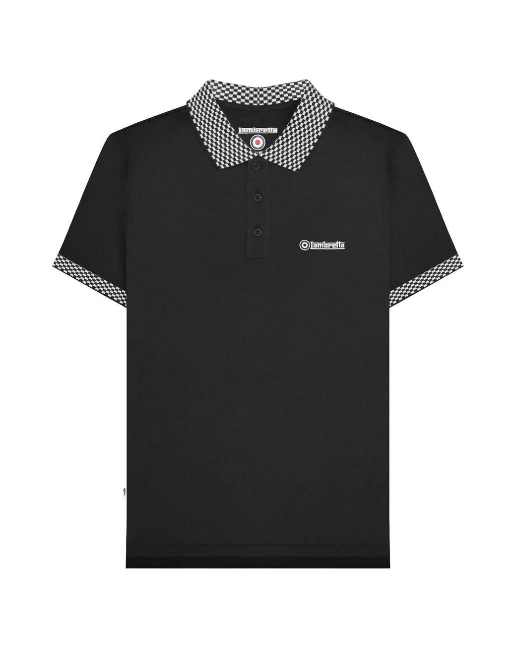 Lambretta Black Ss25 Two Tone Polo Shirt Cotton for men