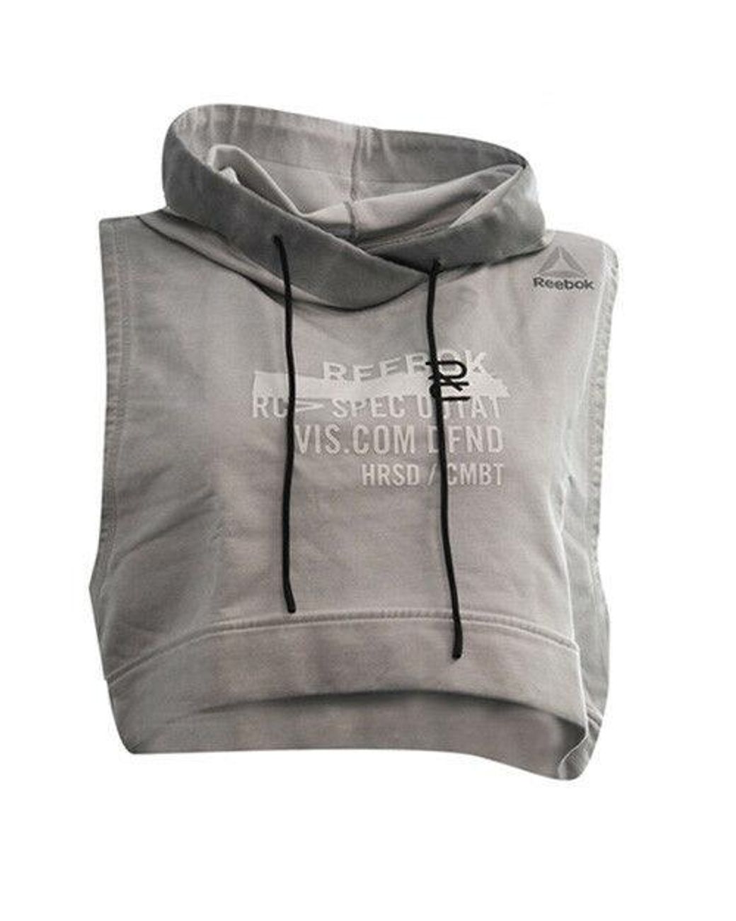 Reebok Gray Combat Glory Sleeveless Training Cropped Hoody