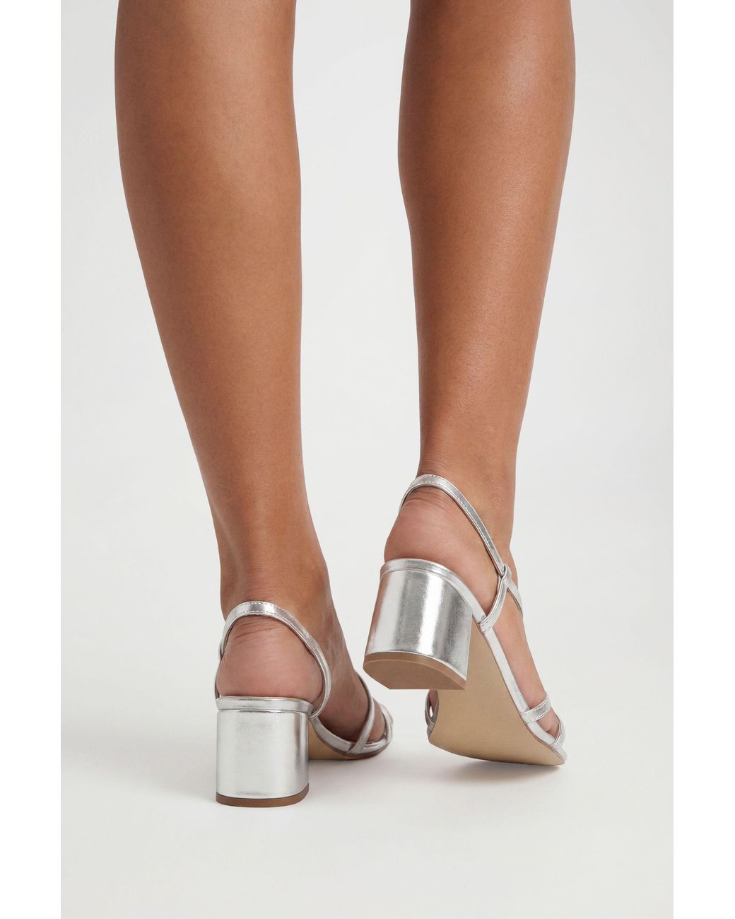 Boohoo Metallic Asymmetric Strappy Low Block Heels