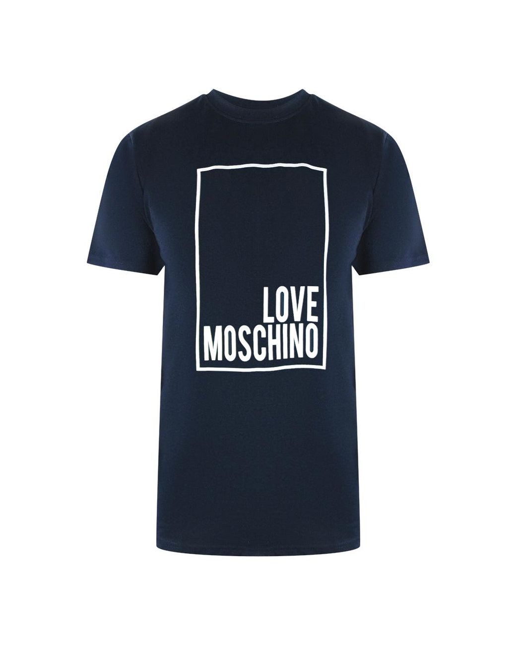 Moschino Blue Love Box Logo T-Shirt Cotton for men