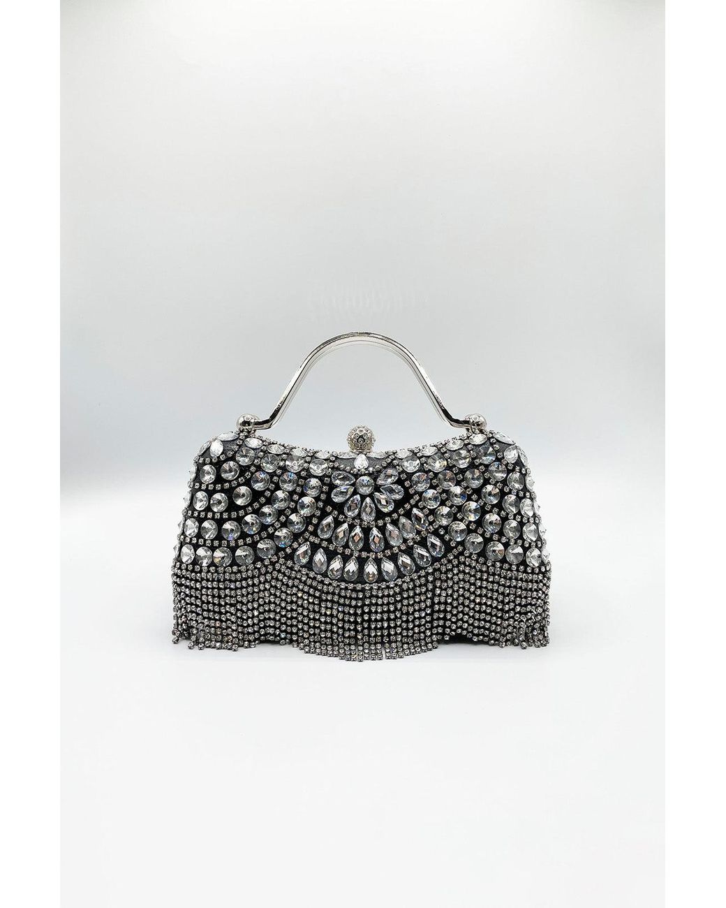 SVNX Brown Embellished Fringe Clutch Bag