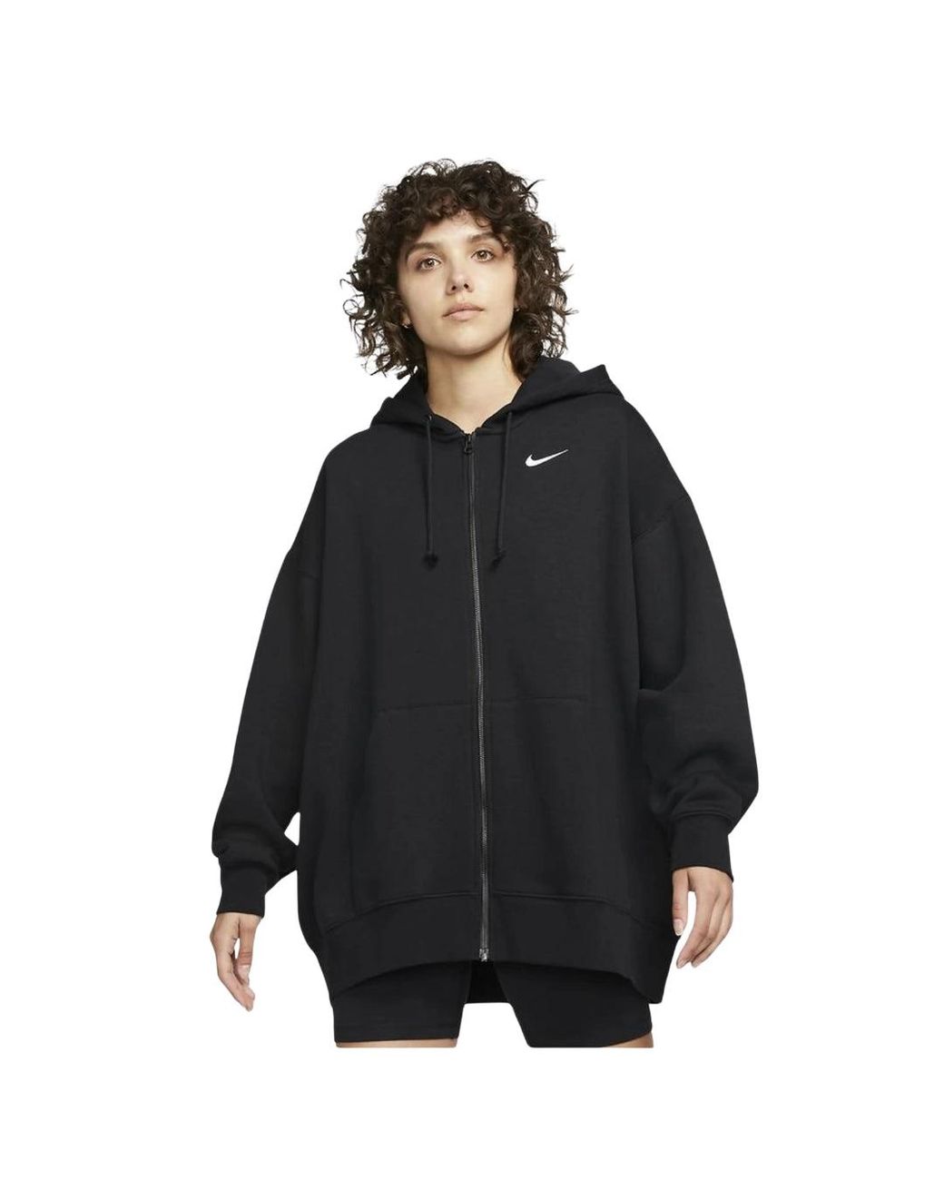 Nike Black Essentials Oversized Full Zip Hoodie Cotton