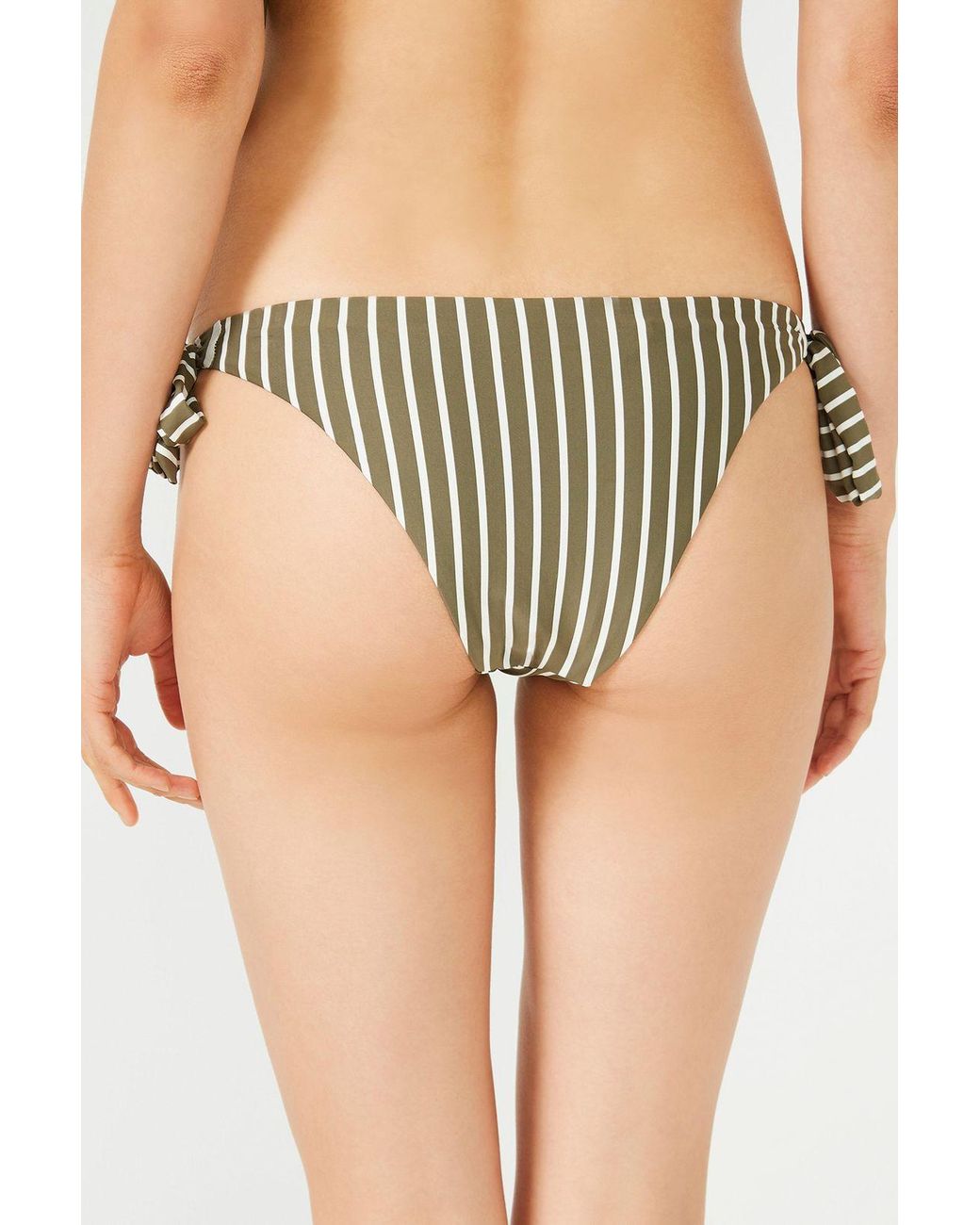Penti Natural Low-Waist Striped Brazilian Bikini Bottoms