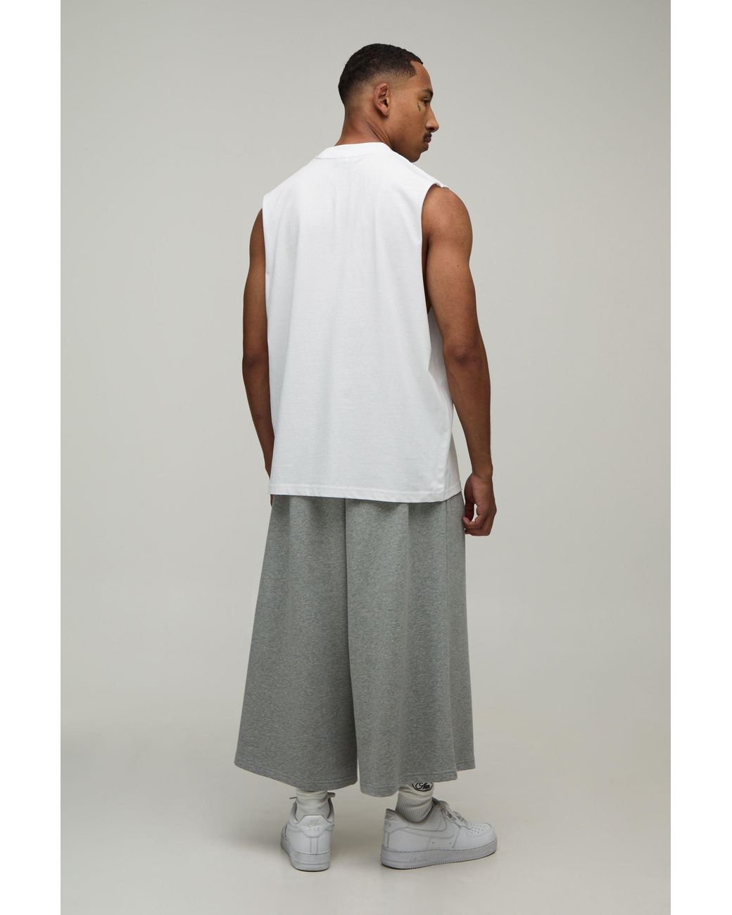 BoohooMAN Gray Oversized Miami Print Tank Cotton for men
