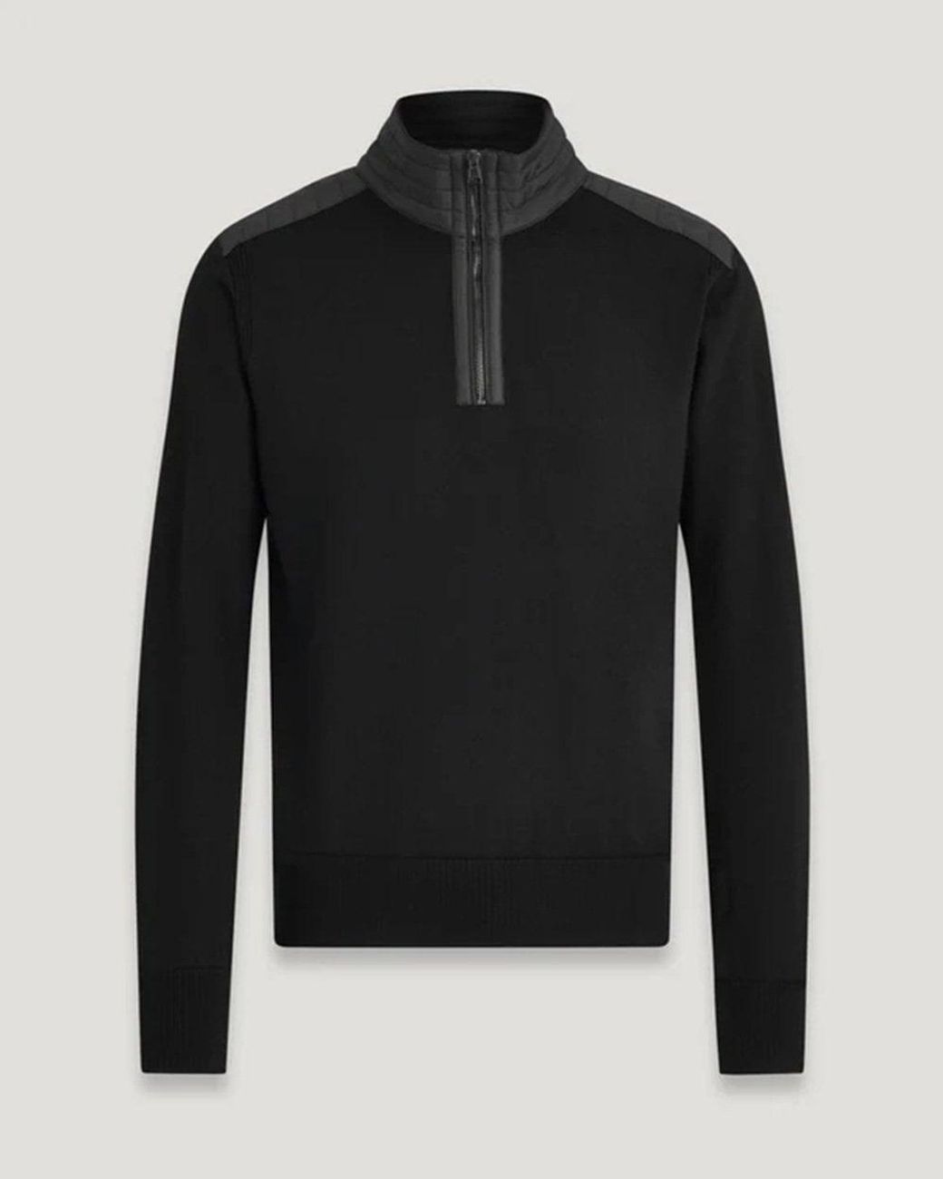 Belstaff Black Kilmington Merino Wool Quarter Zip Jumper for men