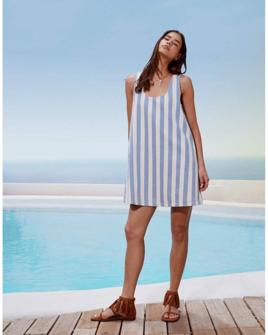 ASOS Blue Scoop Neck Denim Mini Dress