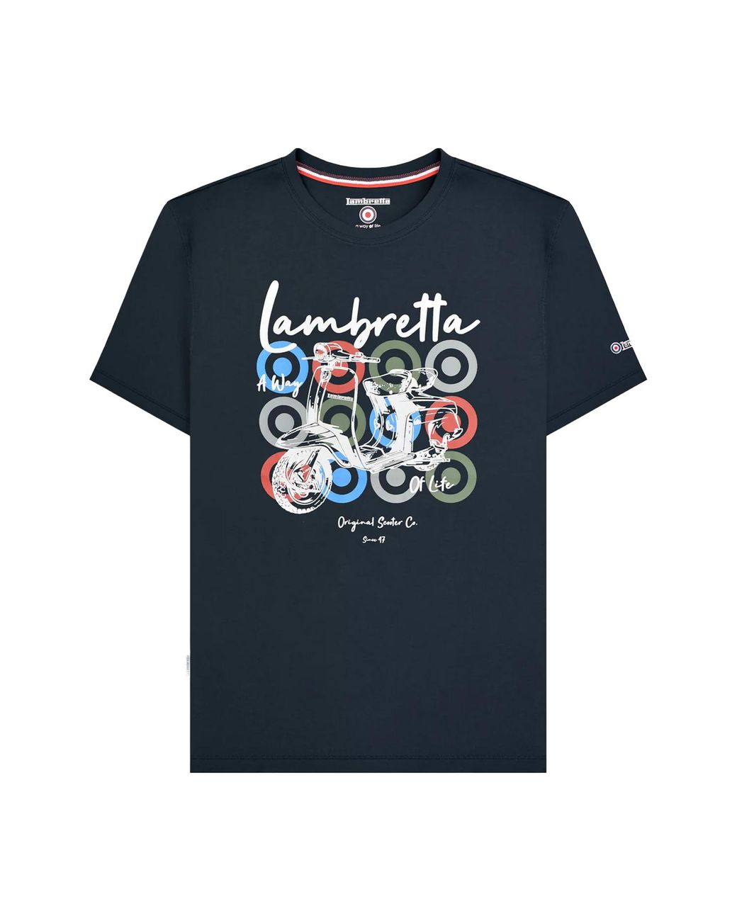 Lambretta Blue Scooter Brand Big & Tall T-Shirt Cotton for men