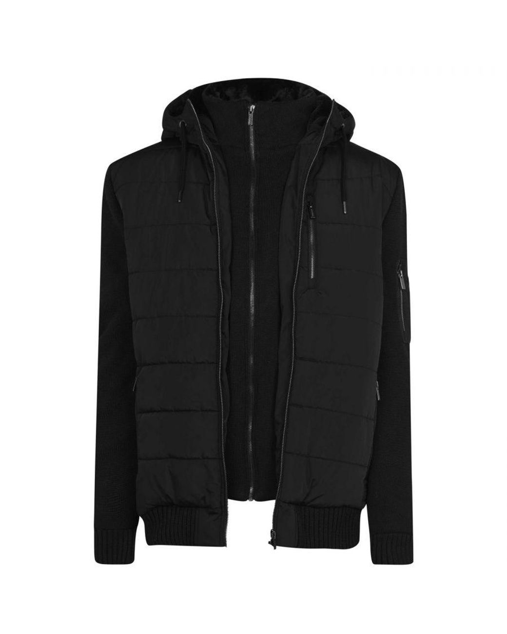 Firetrap Sartorial Knit Jacket in Black for Men | Lyst UK