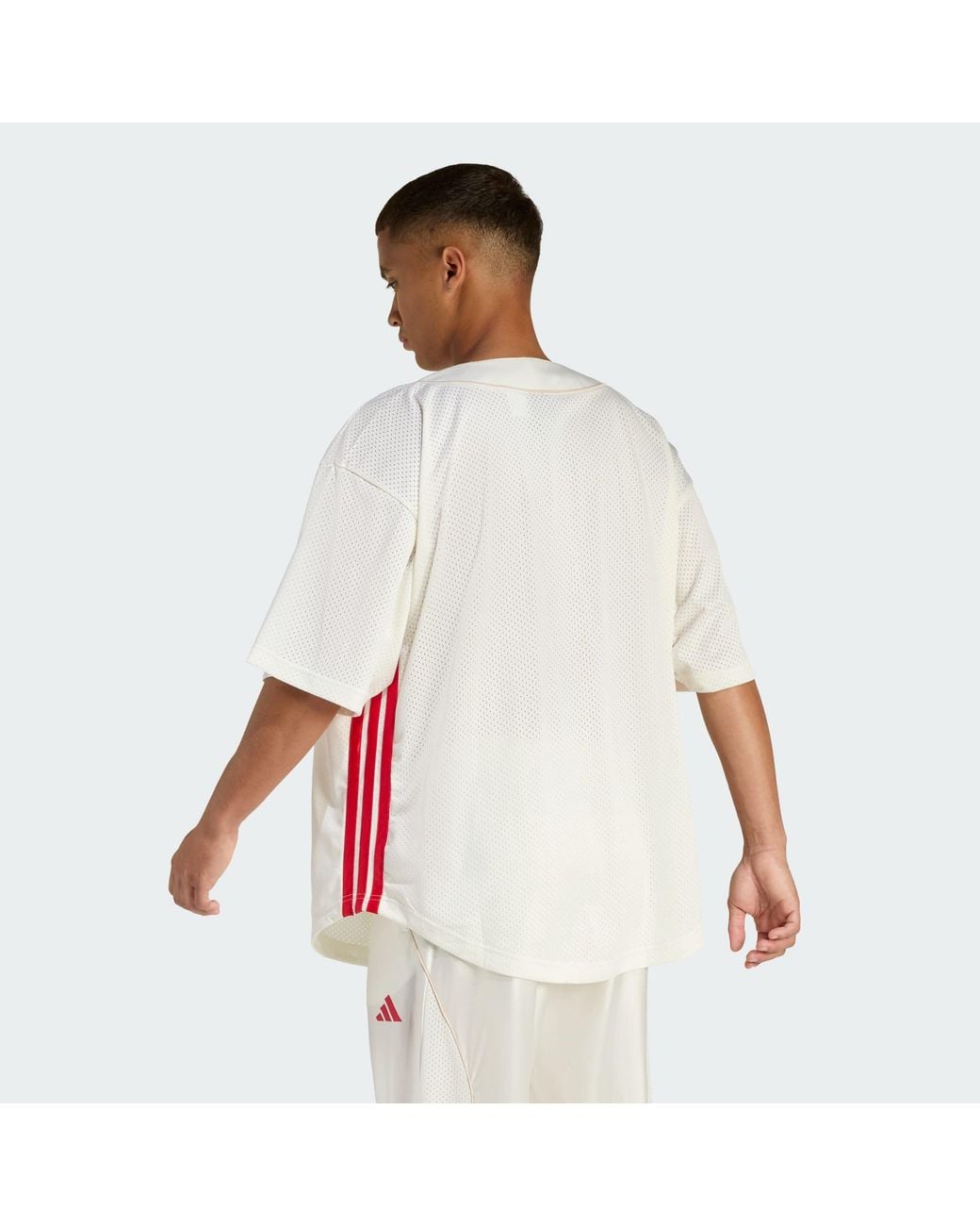 Adidas White Stadium Mesh Baseball Shirt for men
