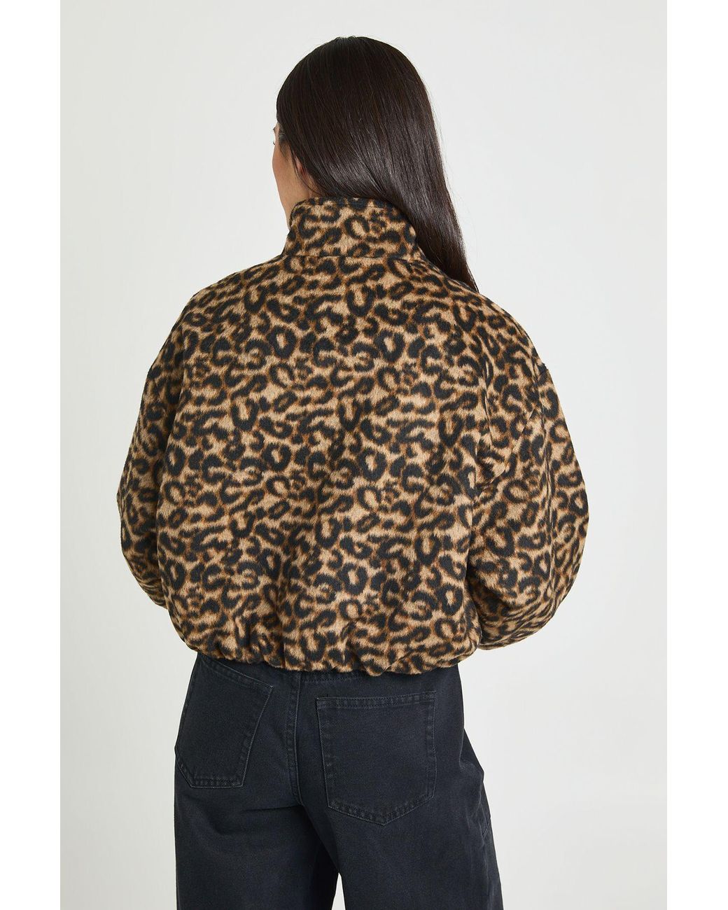 Boohoo Brown Wool Look Bomber Jacket