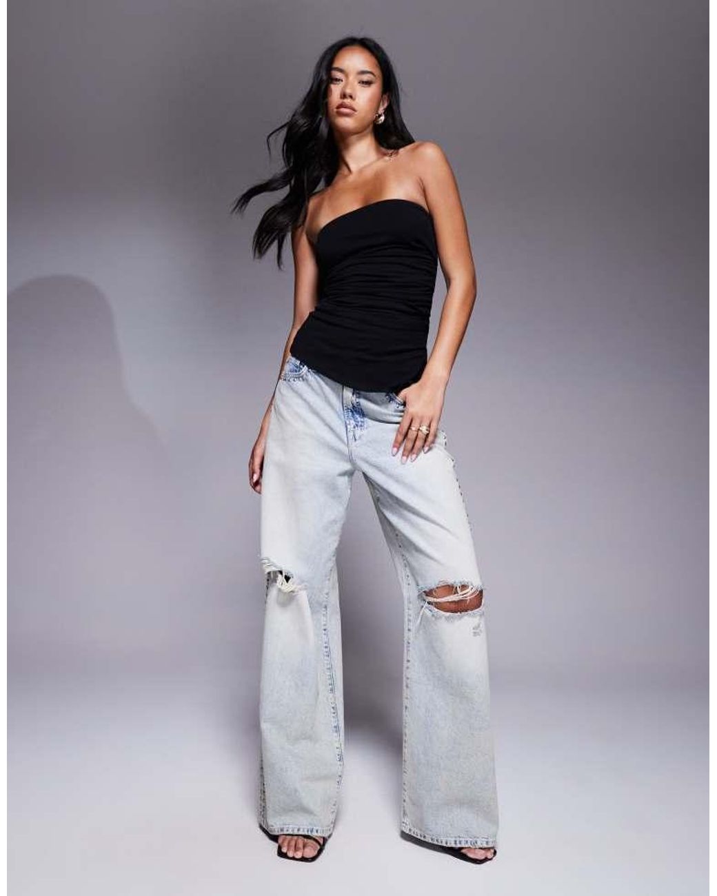 GOOD AMERICAN Gray Super Stretch Jersey Tube Top