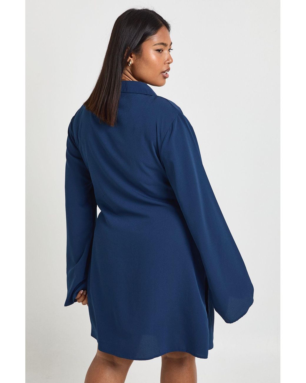 Boohoo Blue Plus Woven Wrap Drape Detail Mini Dress