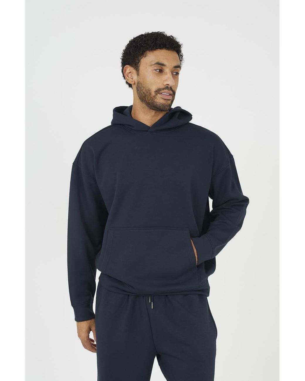 Brave Soul Blue Relaxed Fit Overhead Hoodie for men