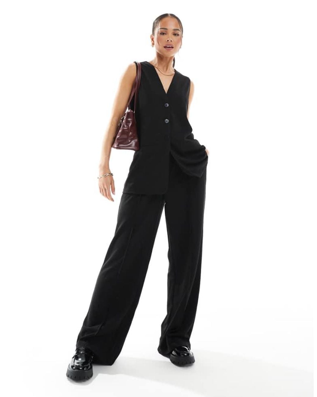 Vero Moda Black Wide Leg Jersey Crepe Trouser Co-Ord