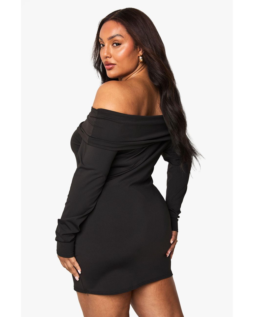 Boohoo Black Plus Sculpt Bardot Mini Dress