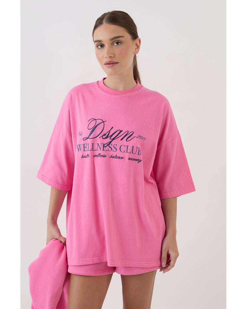 DSGN Studio Pink Wellness Club Oversized T-Shirt