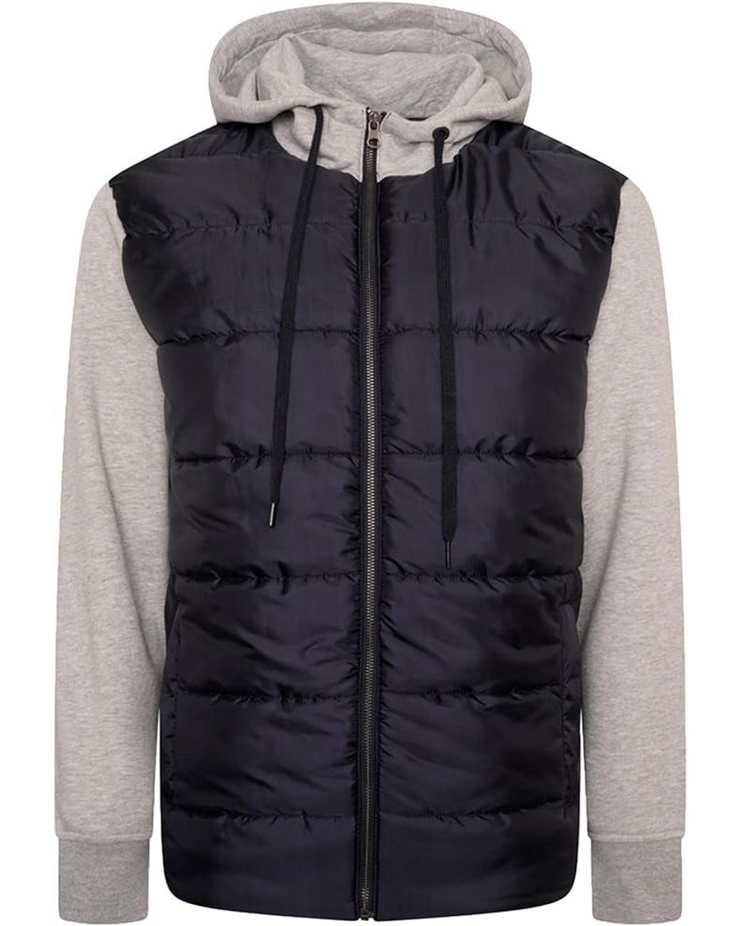 KAM Jeanswear Blue Kam Puffer Jacket Plus Size Hooded With Jersey Sleeve for men