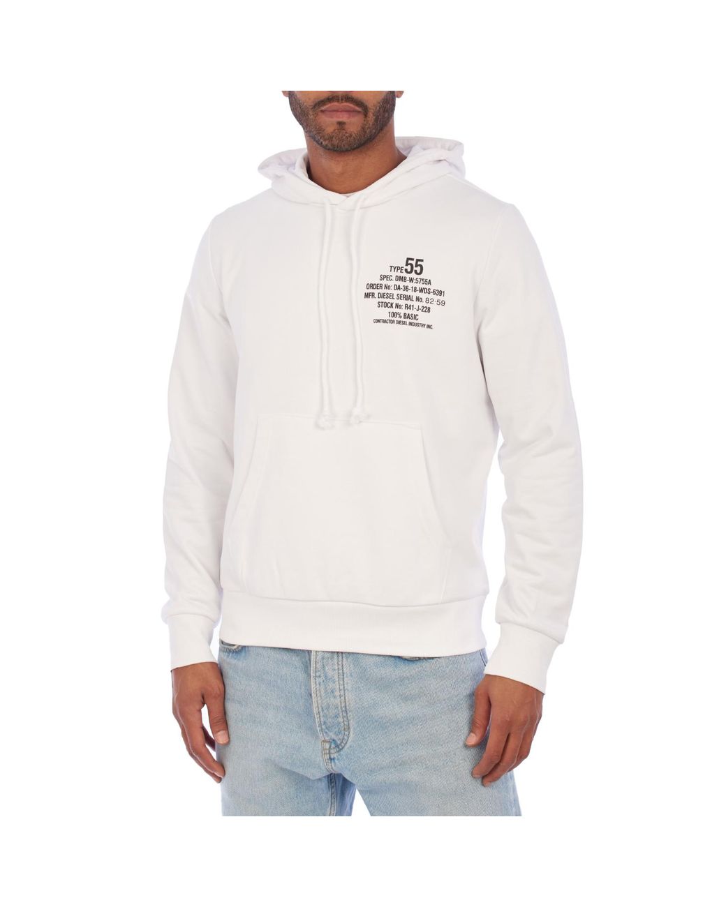 DIESEL White A06500-00Hayt Printed Hooded Sweatshirt for men