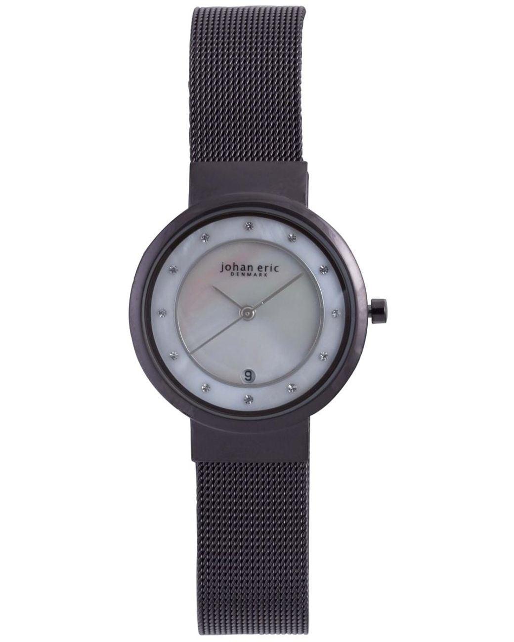Johan Eric Gray Arhus, Mop Dial Watch W Swarovski Crystal Indices, Ip Stainless Steel Case And Mesh Bracelet