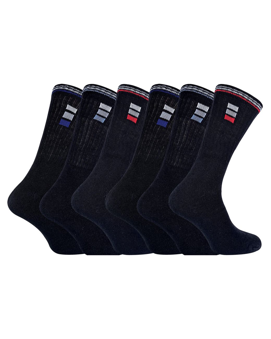 Sock Snob Blue 6 Pack Cotton Striped Pattern Trainer Sports Socks for men