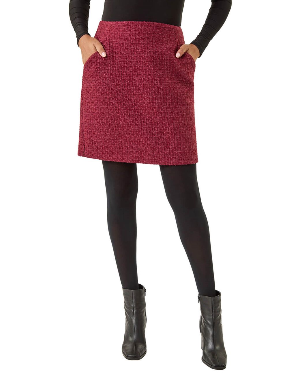 Roman Boucle Textured A-Line Skirt