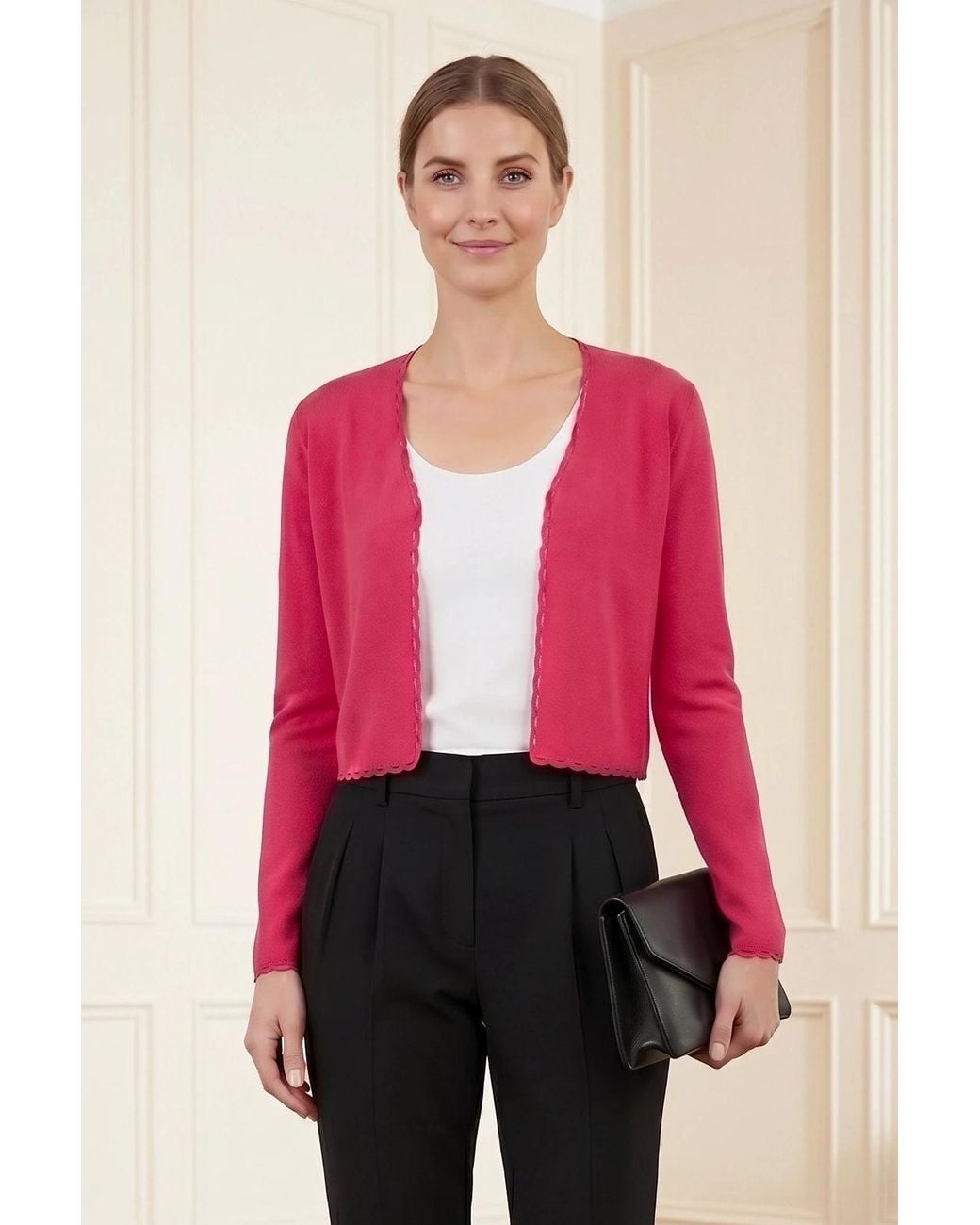 East Pink Linen Boxy Cropped Cardigan