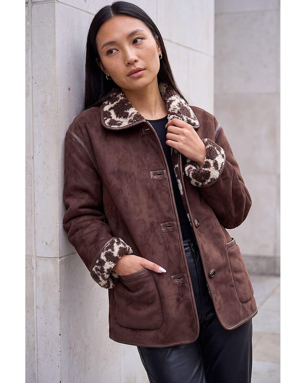 Roman Brown Bonded Teddy Coat