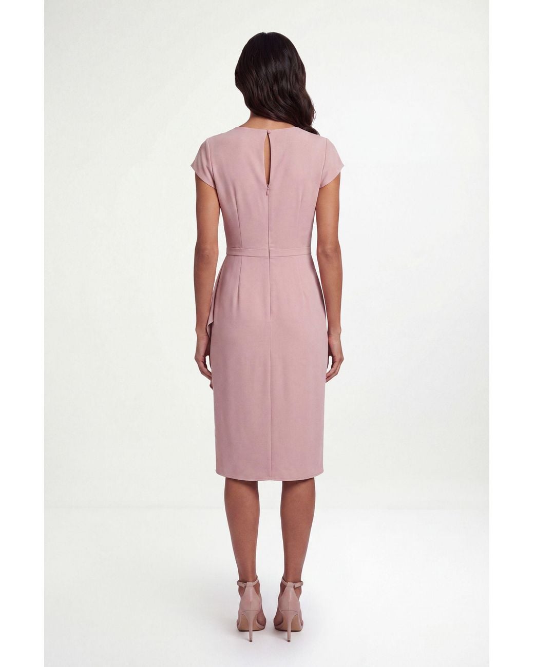 Wallis Pink Crepe Cowl Wrap Midi Dress