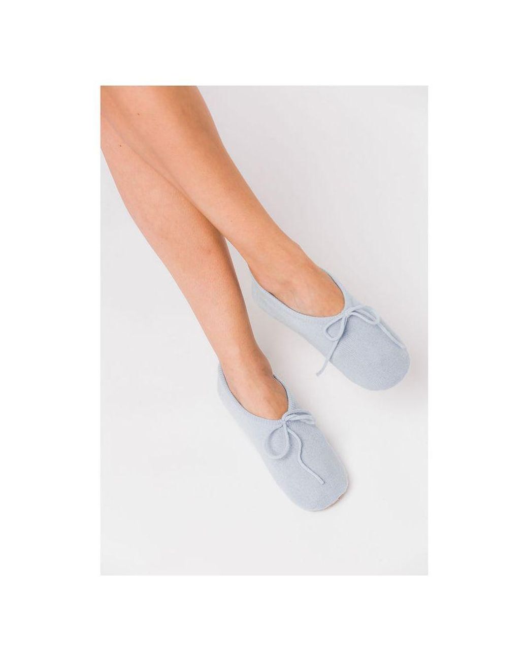 Pure Luxuries Blue 'Millom' Powder Cashmere & Merino Wool Medium Ballet Slippers