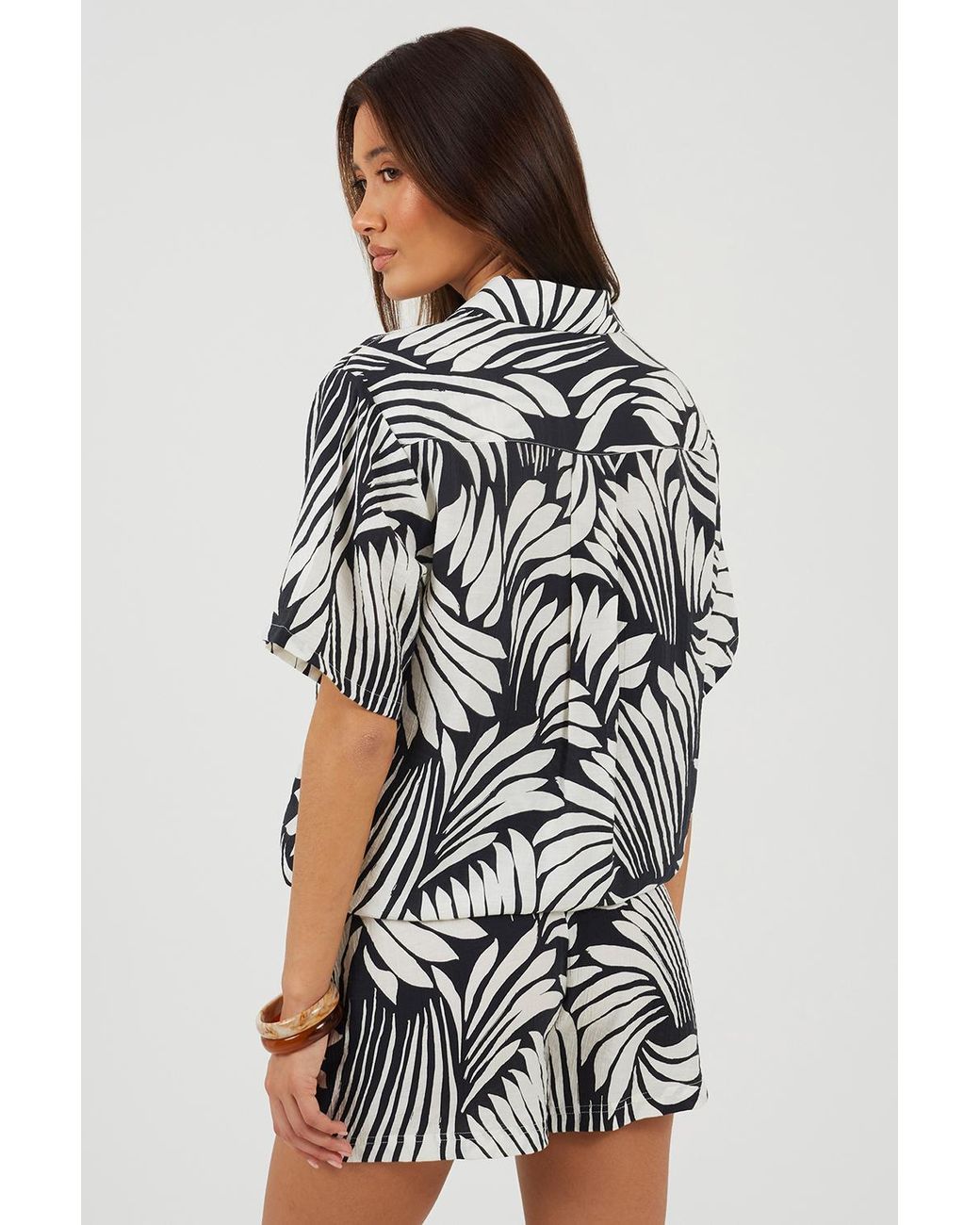 Brave Soul Black Printed Short Sleeve Shirt And Set