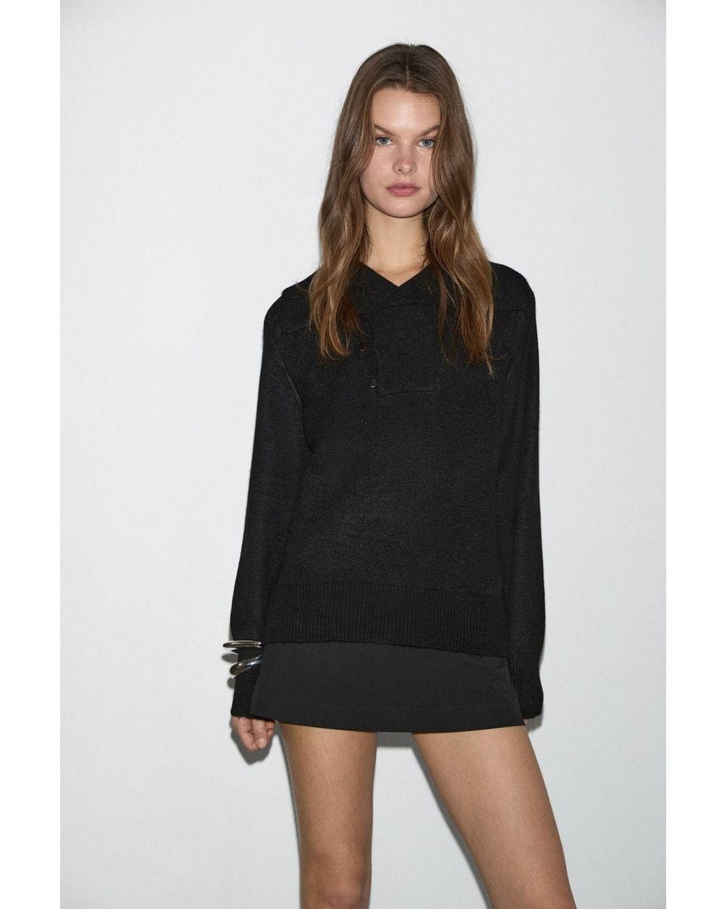 Grimelange Black Regular Fit Knitted Sweater
