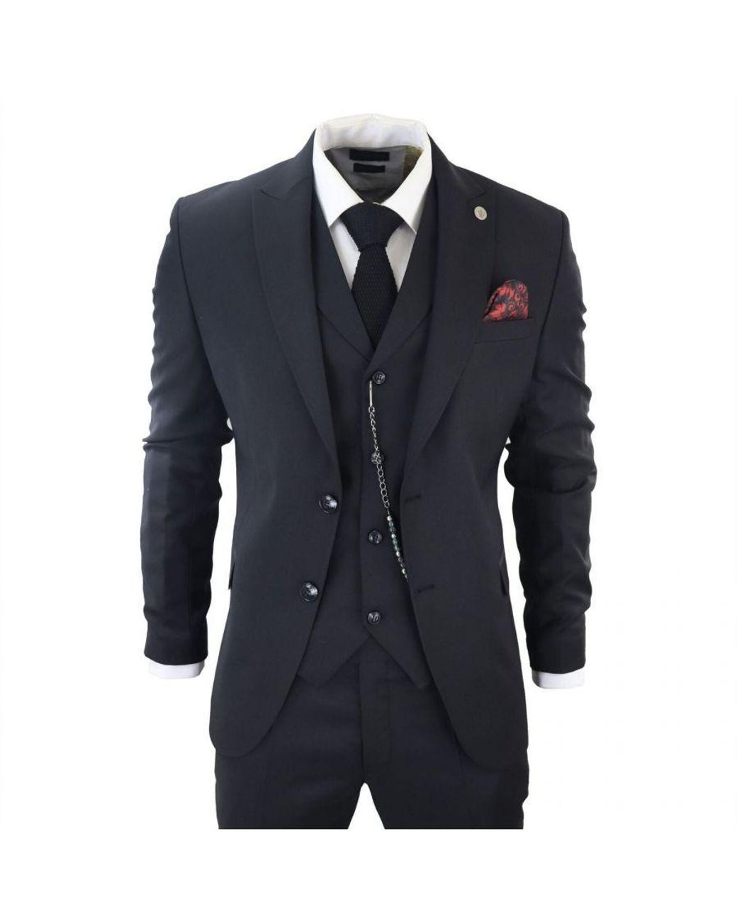 TruClothing Blue Classic 3-Piece Plain Suit for men