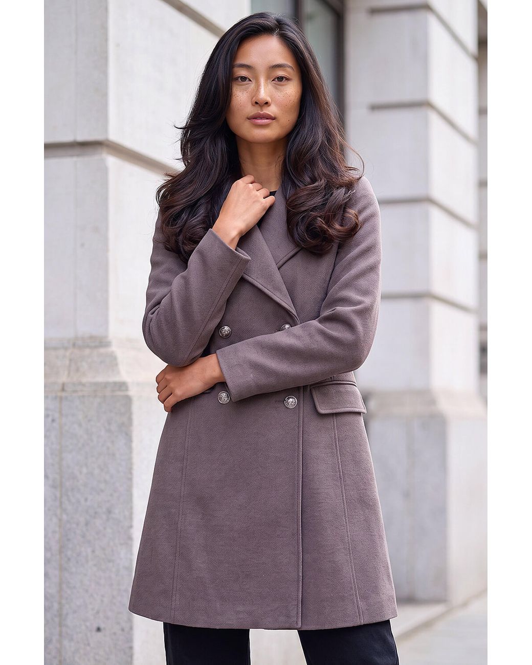 Roman Purple Petite Collar Double Breasted Coat