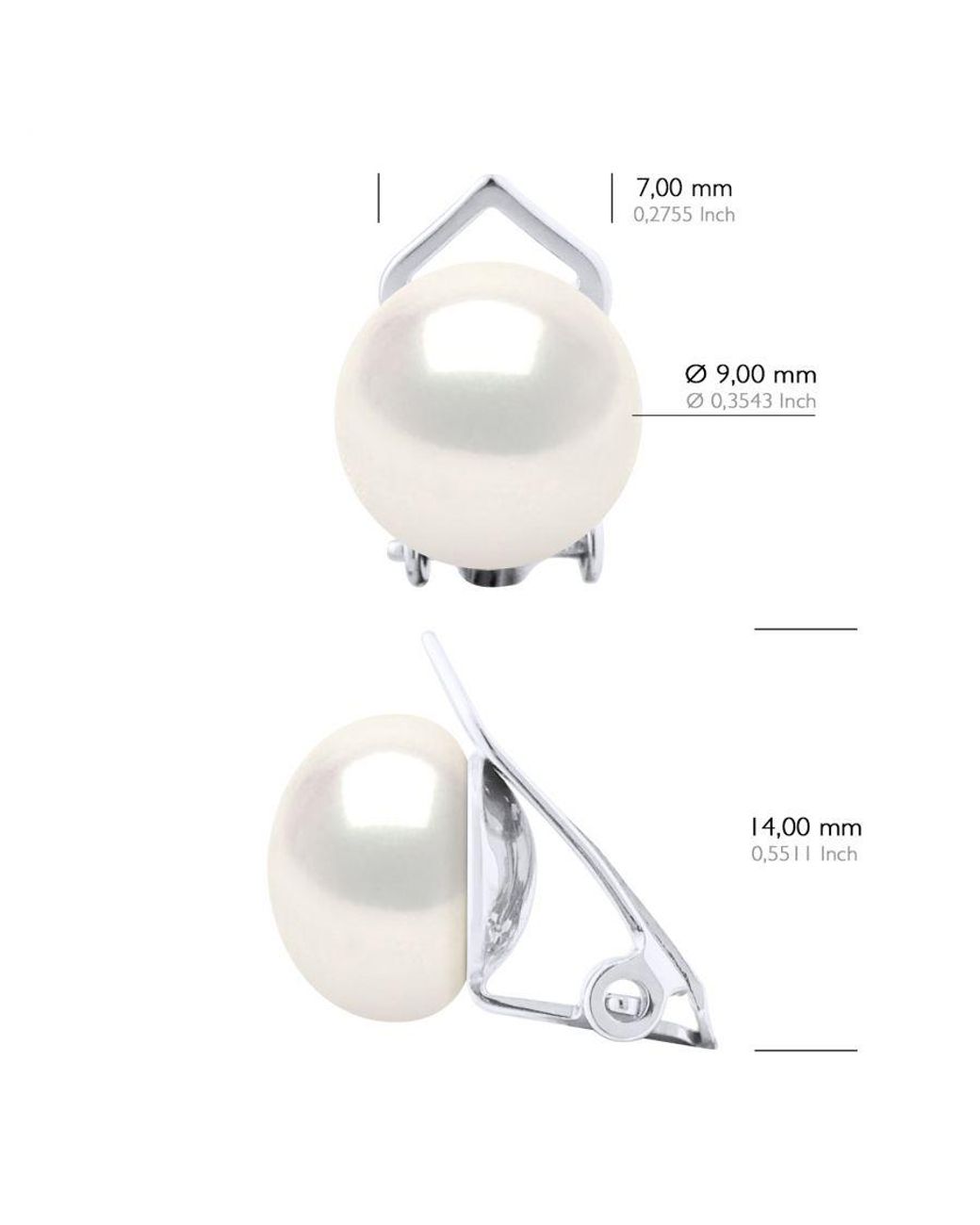 Ateliers Saint Germain White Earrings Real Cultured Freshwater Pearls Button 9-10 Mm