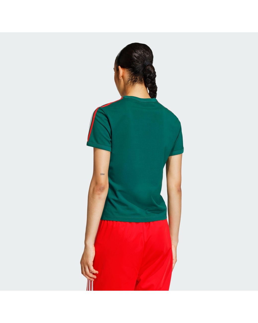 Adidas Originals Green 3 Stripes Slim Tee