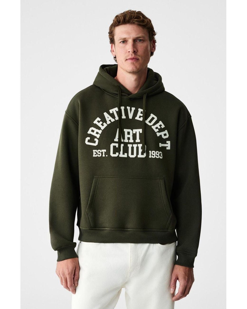 Grimelange Black Printed Hooded Pocket Sweatshirt for men