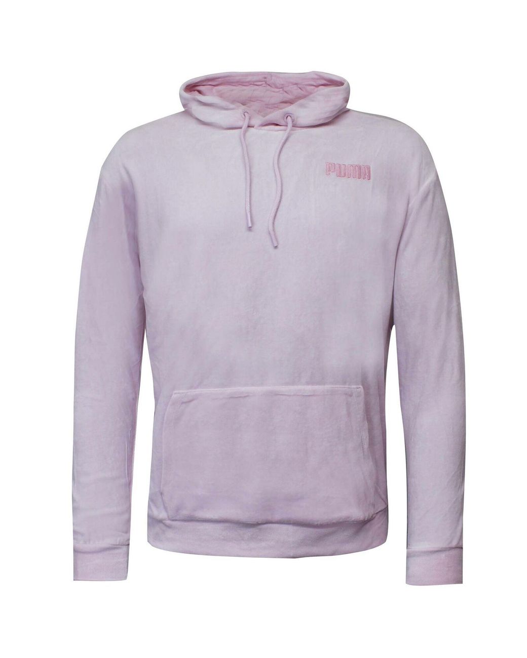 PUMA Purple Velour Hoodie Embroidered Logo Jumper