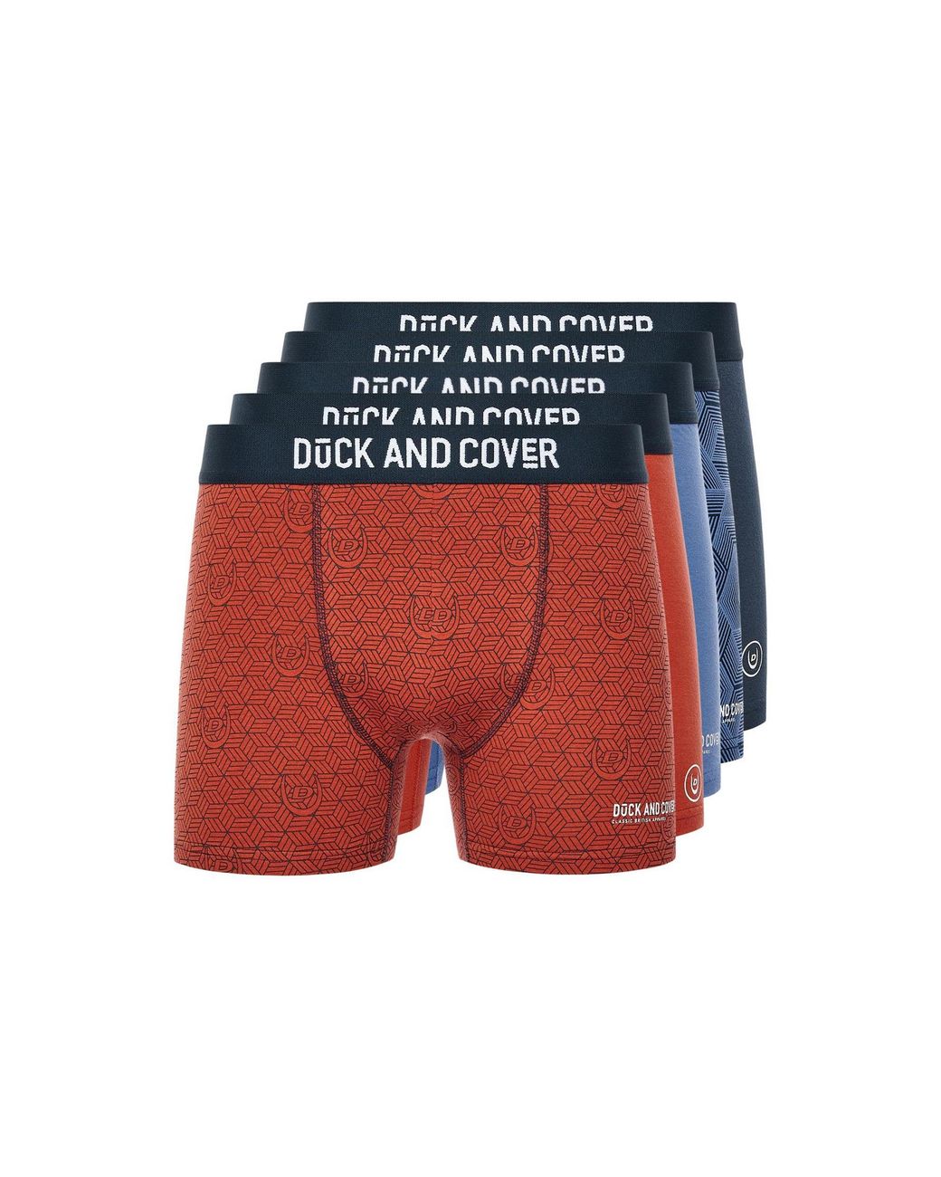 Duck and Cover Blue Quenelly Boxer Shorts (Pack Of 5) (Multicoloured) for men
