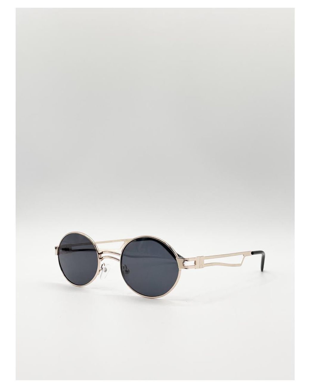 SVNX Blue Retro Round Sunglasses