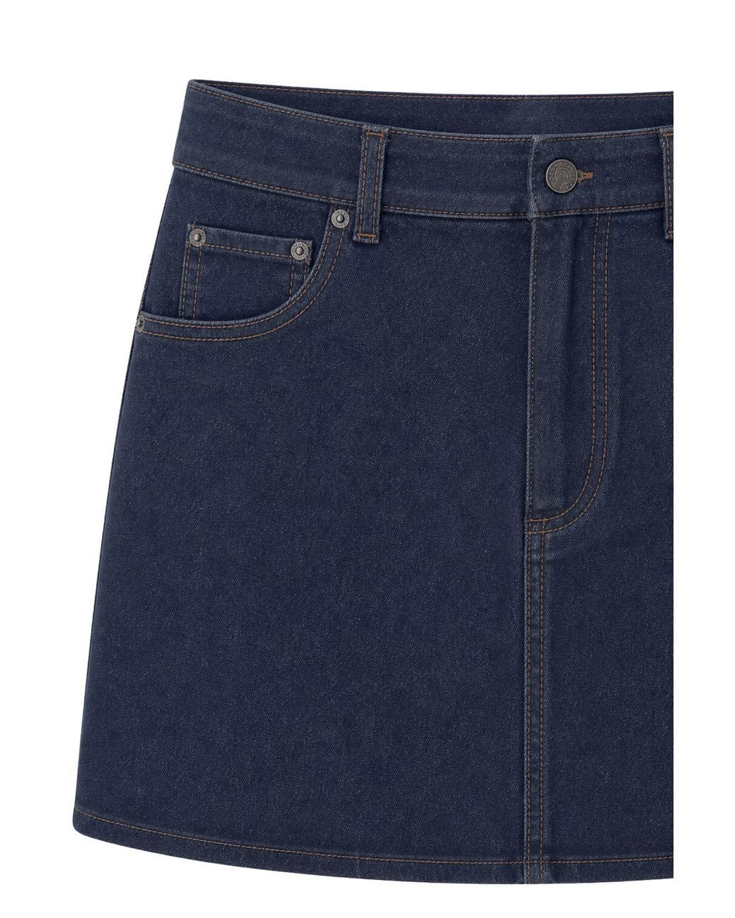 MixRay Blue High Waist A-Line Denim Mini Skirt With Button Closure