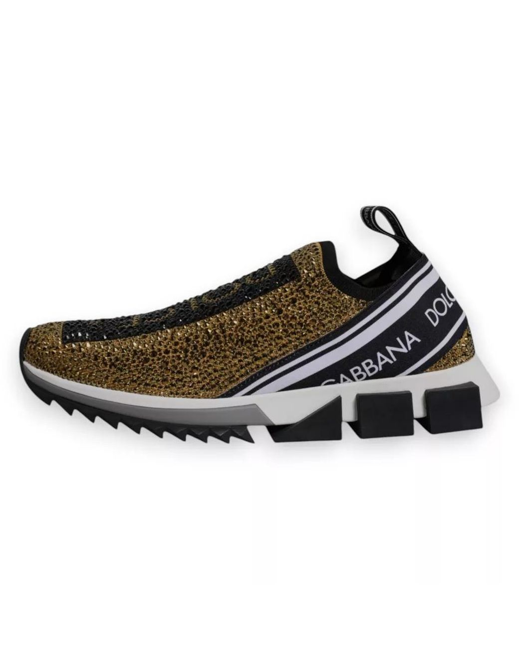 Dolce & Gabbana Black Portofino Slipon Crystal Sneaker for men