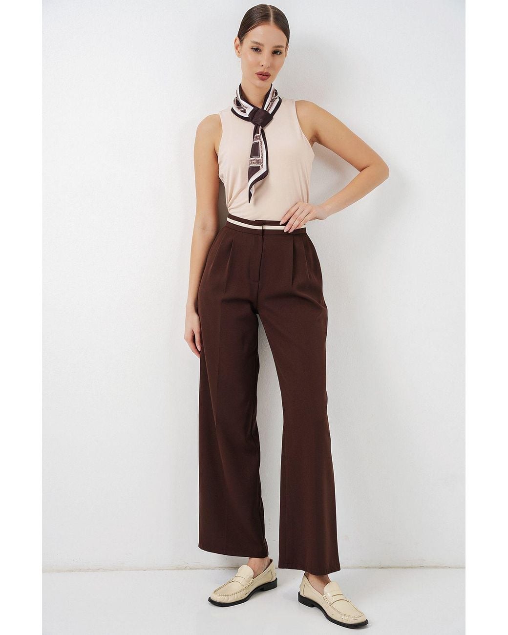 Bigdart Multicolor High Waist Wide Leg Trousers With Pockets
